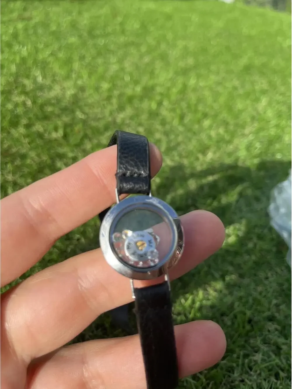Vintage Black faux Leather Strap choker trinket locket compartment Family